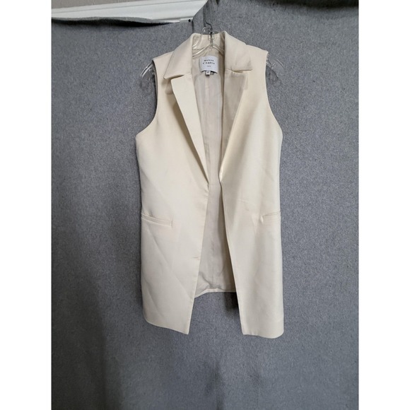 Maison d'Amélie Jackets & Blazers - Maison D'Amélie Vest Womens Small White Longline Open Front Lined Pockets Blazer
